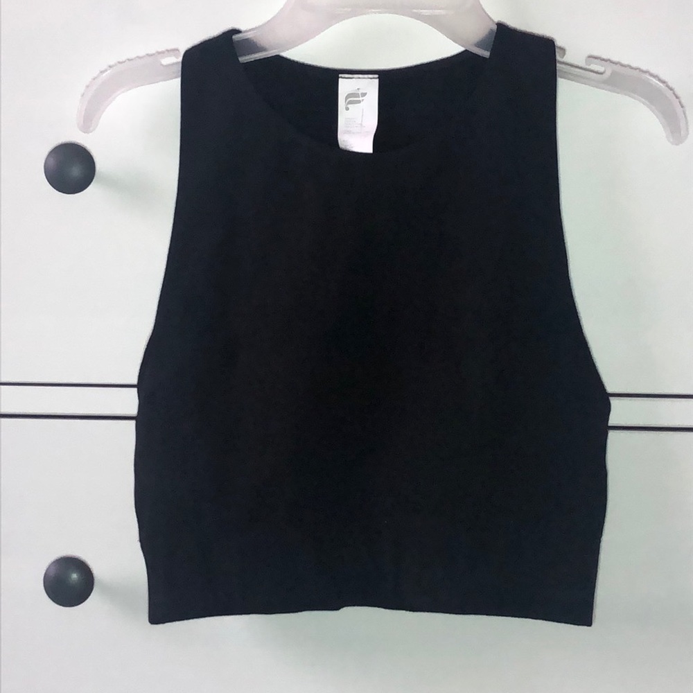 NWT Fabletics Black Crop with knit details